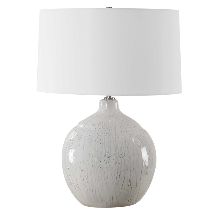 American Home Furniture Uttermost Dribble White Glaze Table Lamp