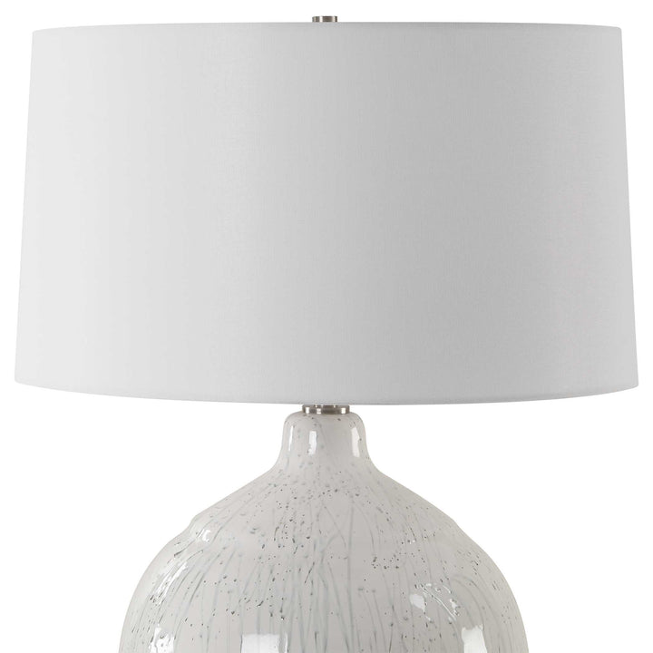 American Home Furniture Uttermost Dribble White Glaze Table Lamp