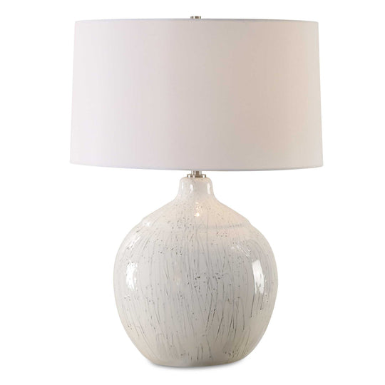 American Home Furniture Uttermost Dribble White Glaze Table Lamp