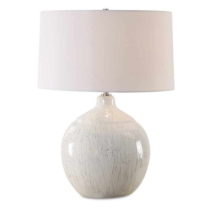 American Home Furniture Uttermost Dribble White Glaze Table Lamp