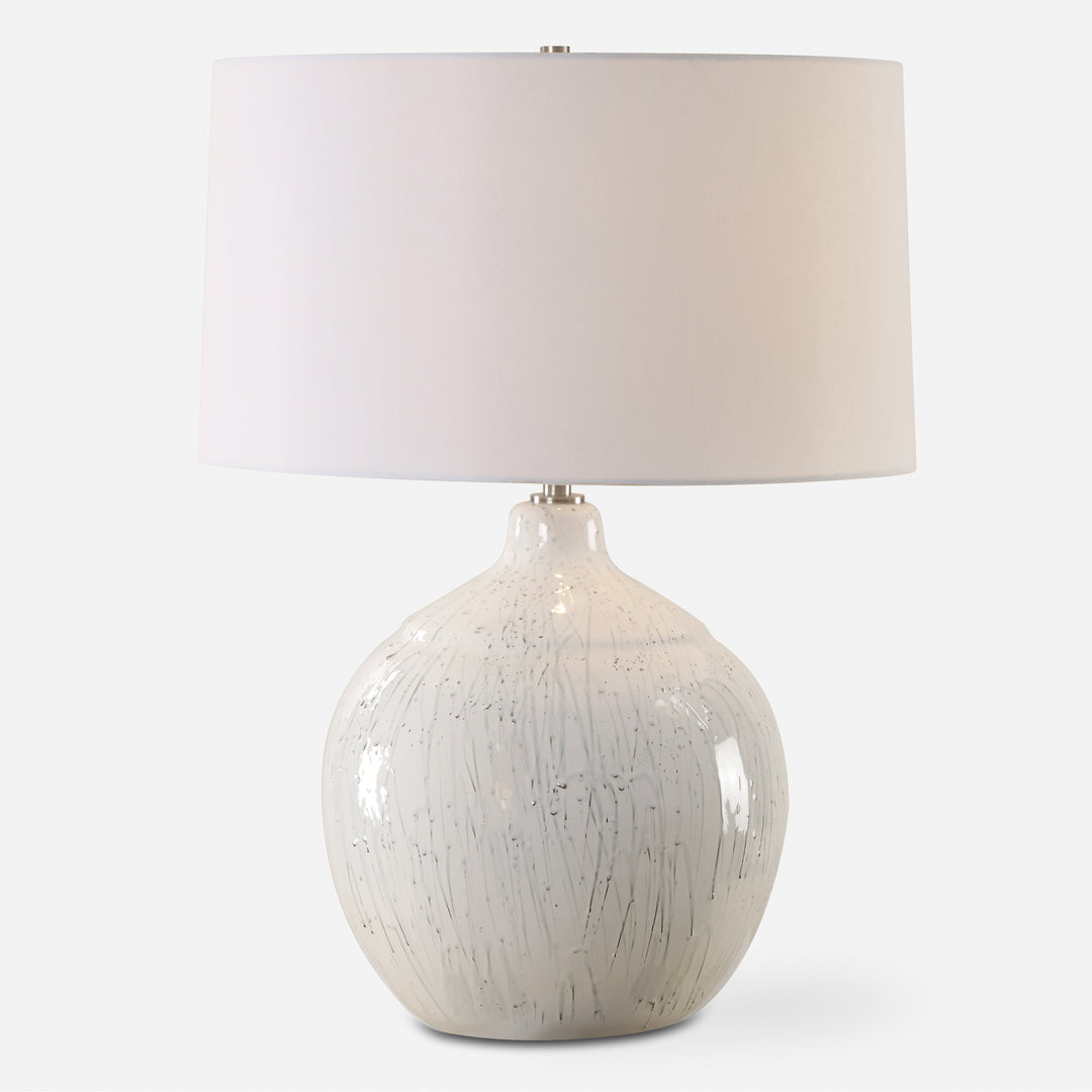 American Home Furniture | Uttermost - Dribble White Glaze Table Lamp