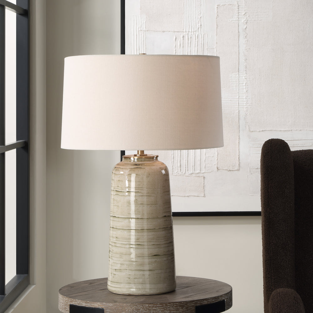 American Home Furniture | Uttermost - Strata Tan Glaze Table Lamp