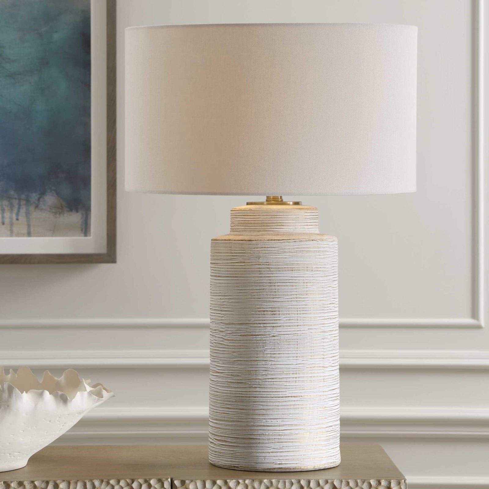 American Home Furniture Uttermost Crimp Ribbed Table Lamp