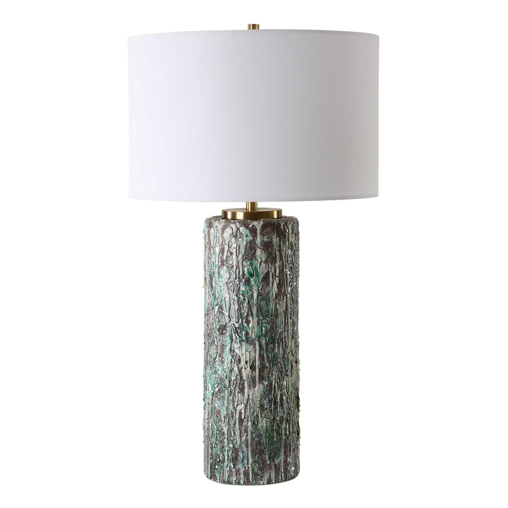 American Home Furniture Uttermost Meltdown Ivory Teal Table Lamp