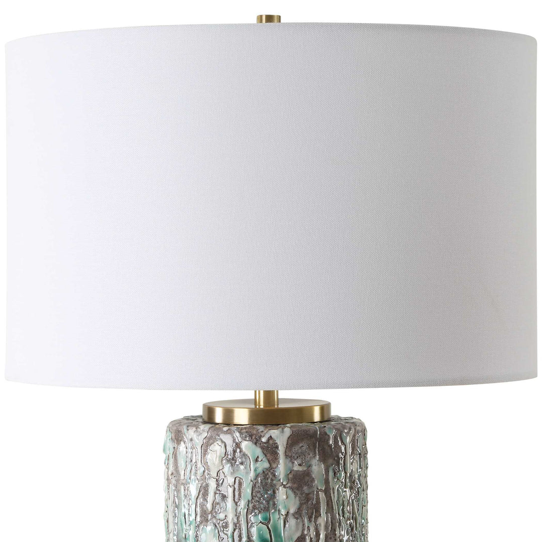 American Home Furniture Uttermost Meltdown Ivory Teal Table Lamp
