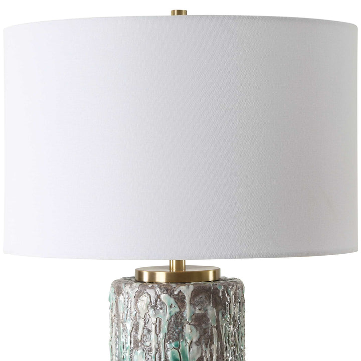 American Home Furniture Uttermost Meltdown Ivory Teal Table Lamp