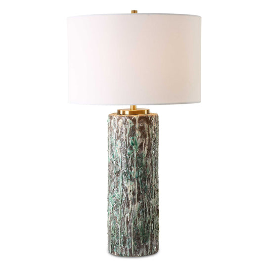 American Home Furniture Uttermost Meltdown Ivory Teal Table Lamp