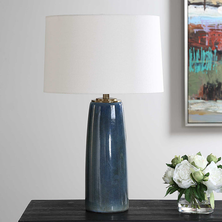 American Home Furniture Uttermost Submerged Deep Blue Table Lamp