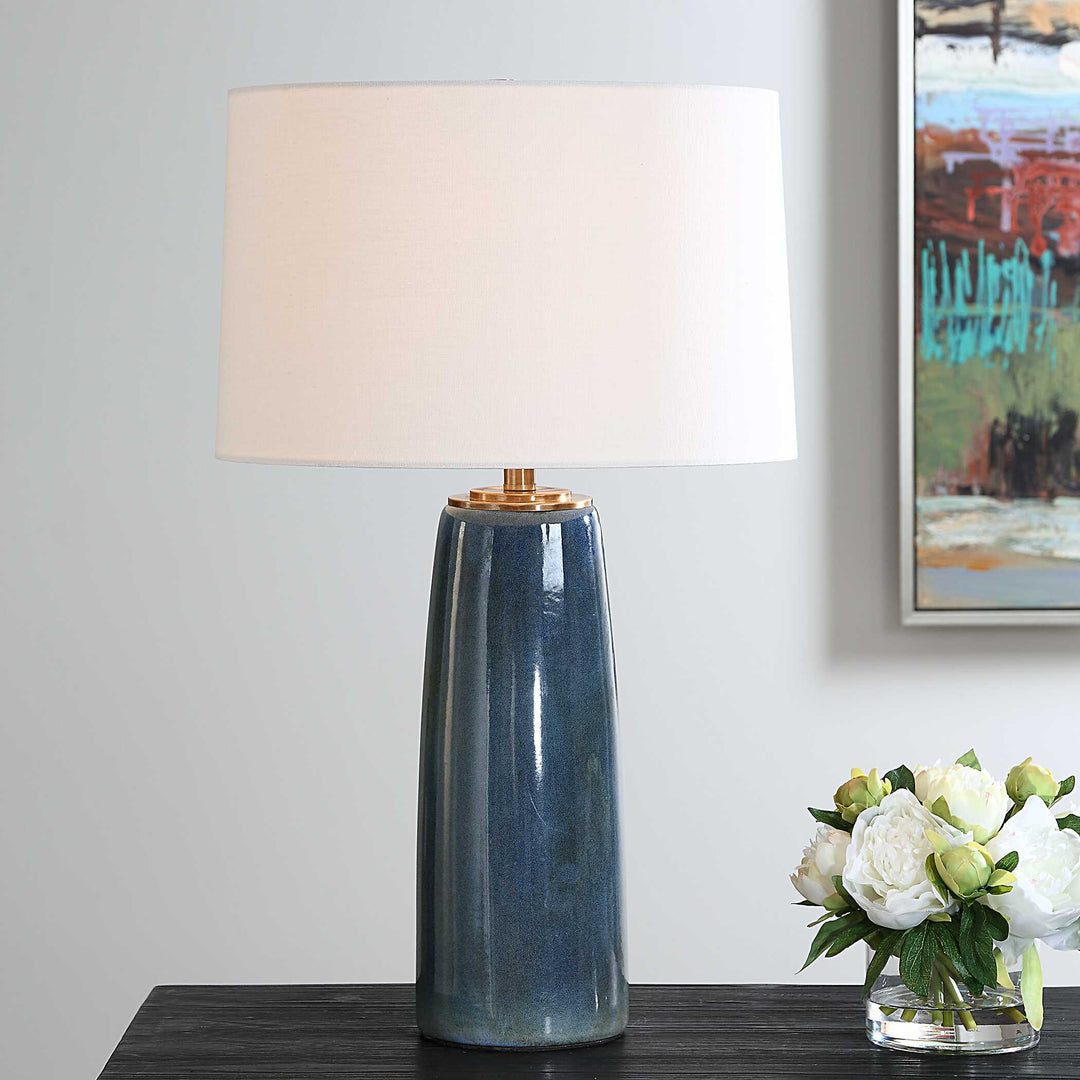 American Home Furniture Uttermost Submerged Deep Blue Table Lamp