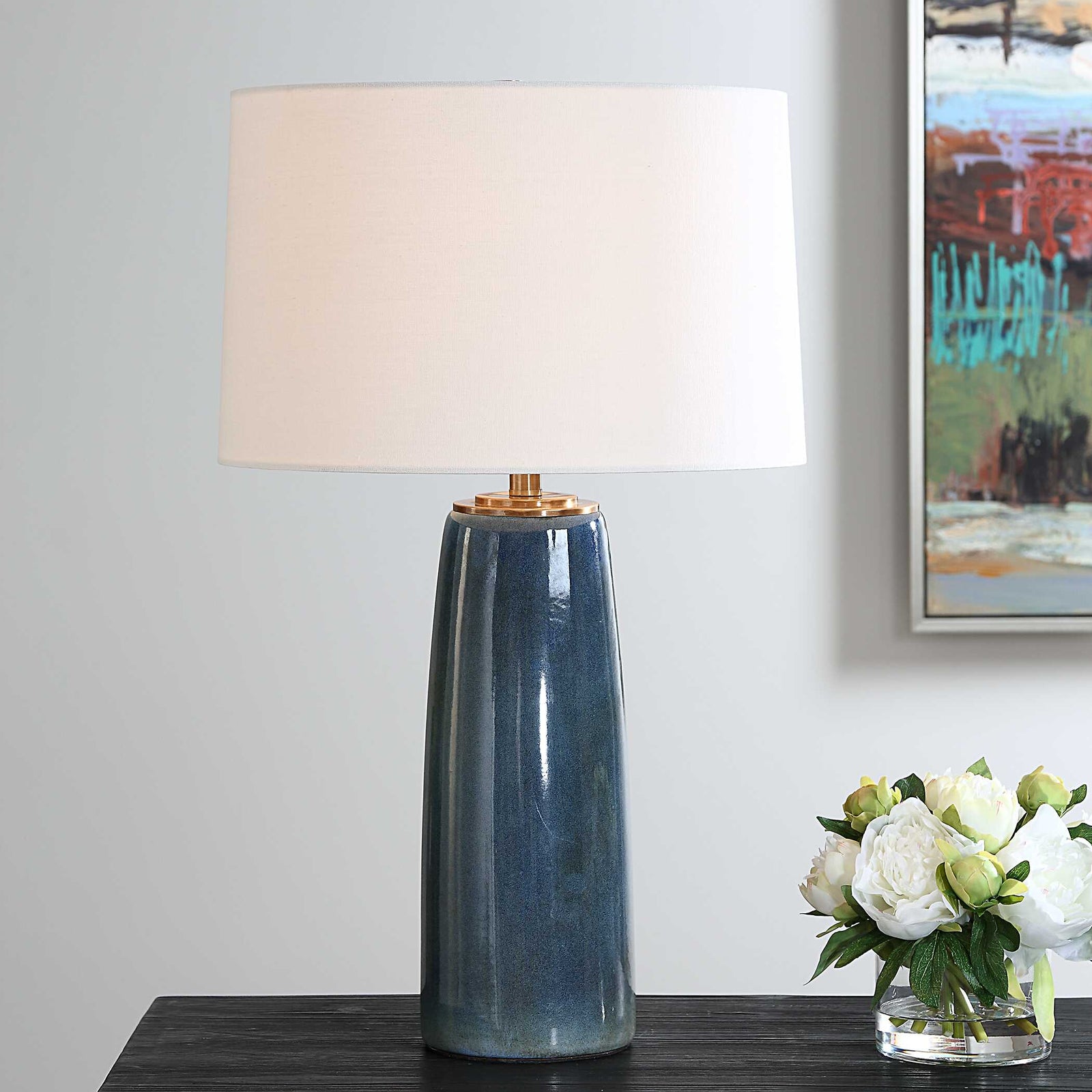 American Home Furniture Uttermost Submerged Deep Blue Table Lamp