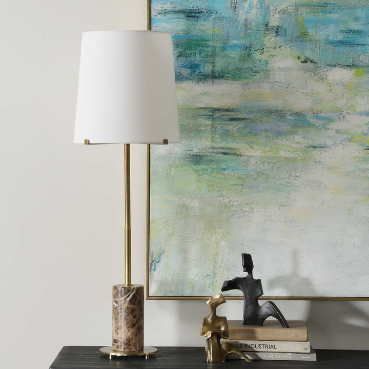 American Home Furniture Uttermost Sepia Brown Marble Buffet Lamp