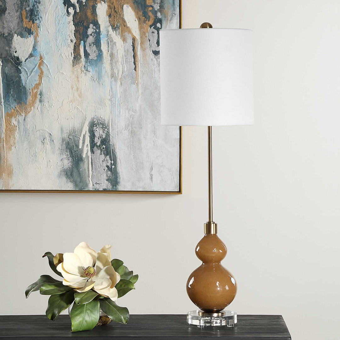 American Home Furniture Uttermost Sienna Caramel Glass Buffet Lamp