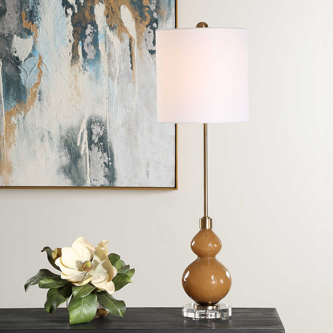 American Home Furniture Uttermost Sienna Caramel Glass Buffet Lamp
