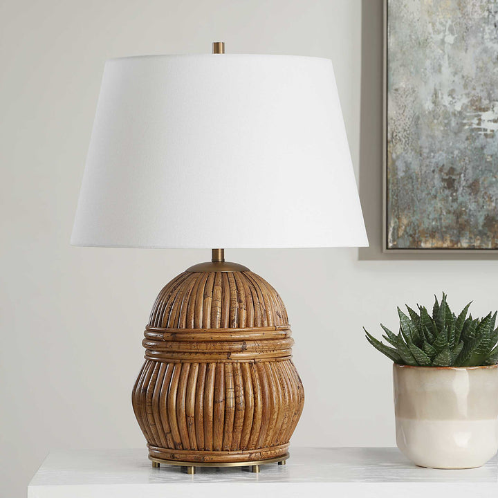 American Home Furniture Uttermost Reed Honey Rattan Table Lamp