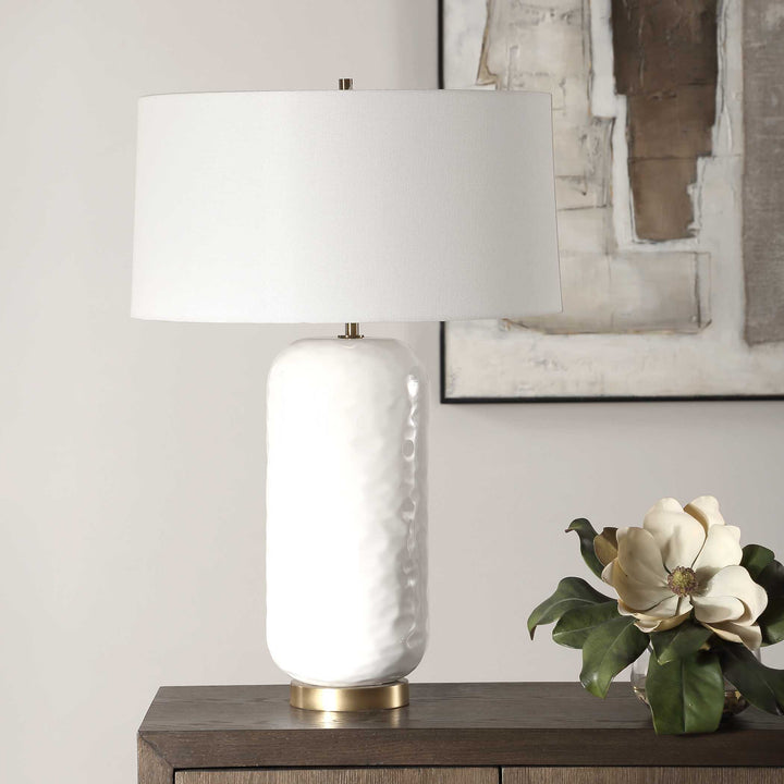 American Home Furniture Uttermost Iona White Glaze Table Lamp