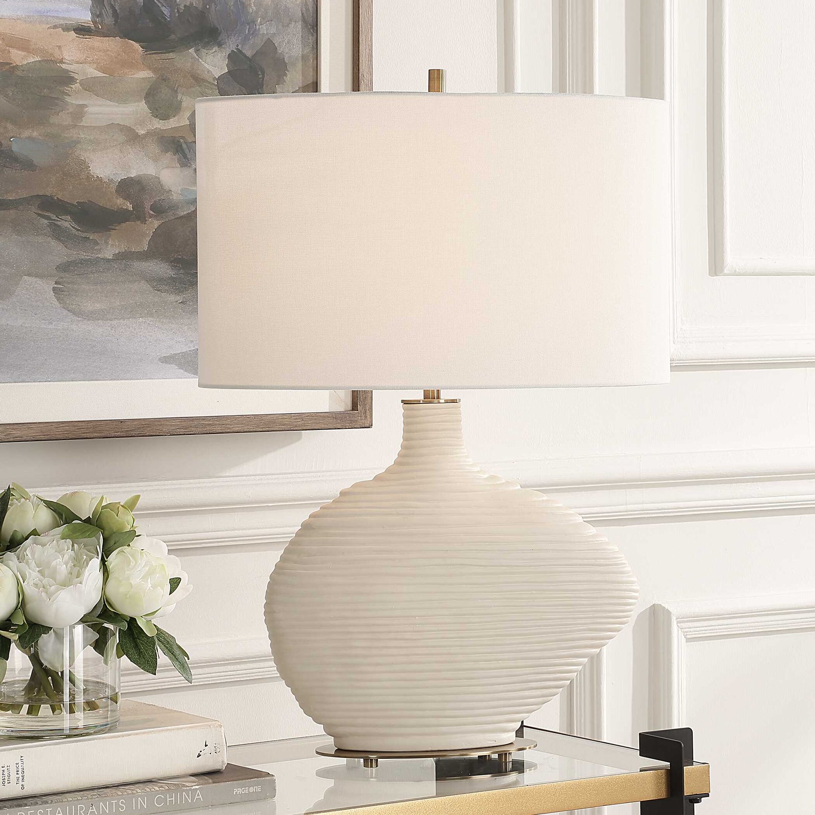 American Home Furniture Uttermost Duostacked Ceramic Table Lamp