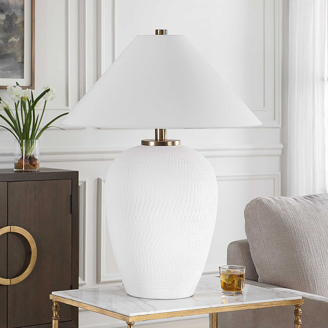 American Home Furniture Uttermost Merriton Matt White Table Lamp