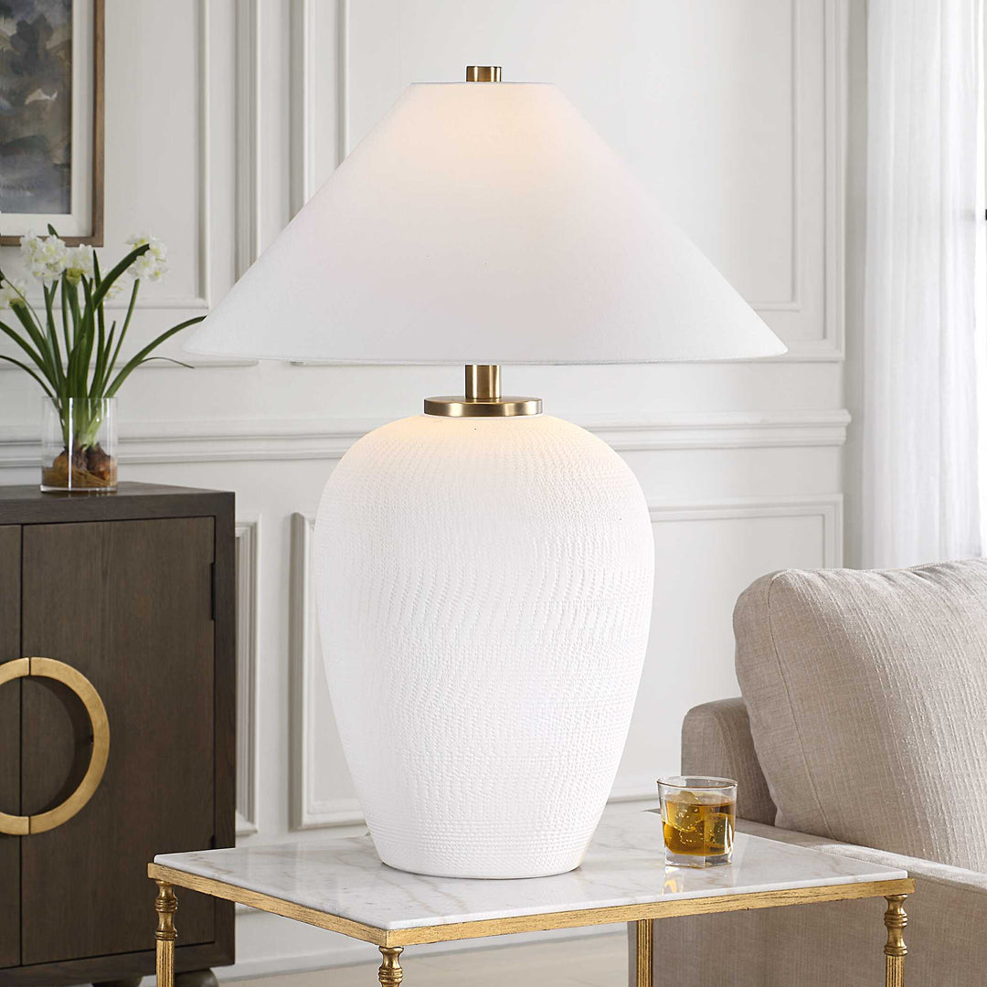 American Home Furniture Uttermost Merriton Matt White Table Lamp