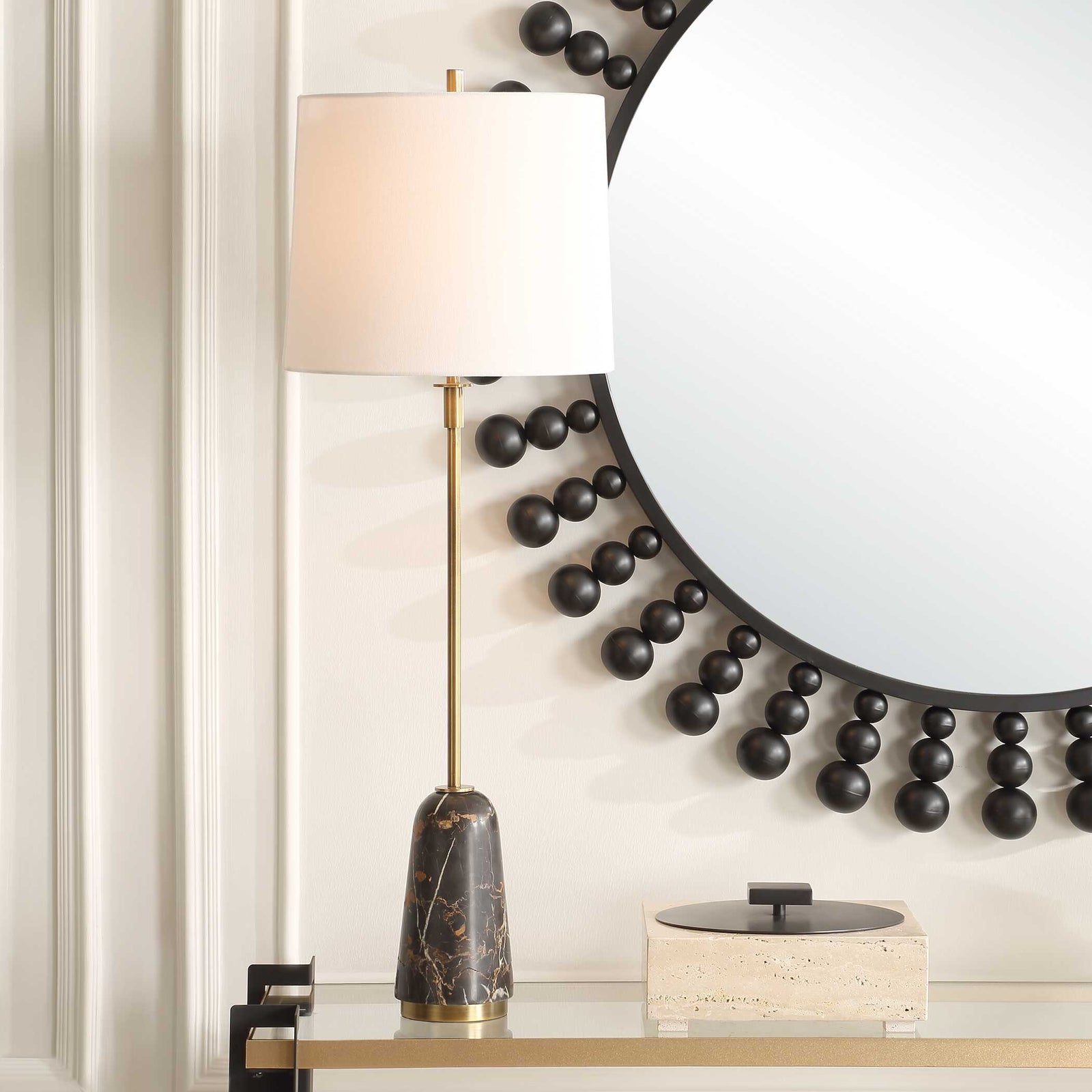 American Home Furniture Uttermost Jenson Black Marble Buffet Lamp