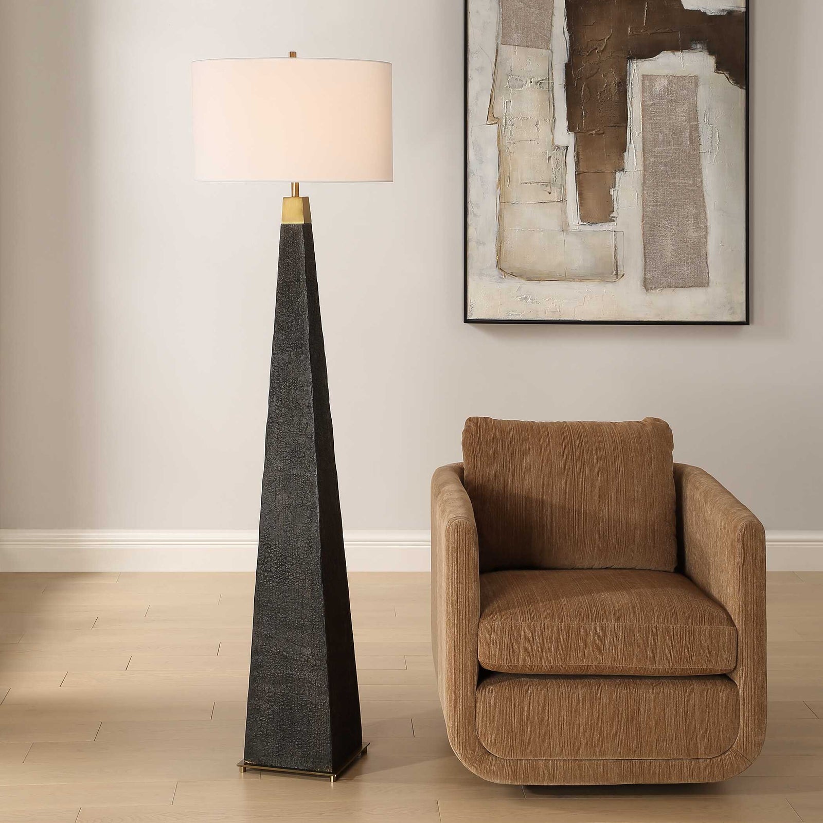American Home Furniture Uttermost Lathey Tapered Floor Lamp
