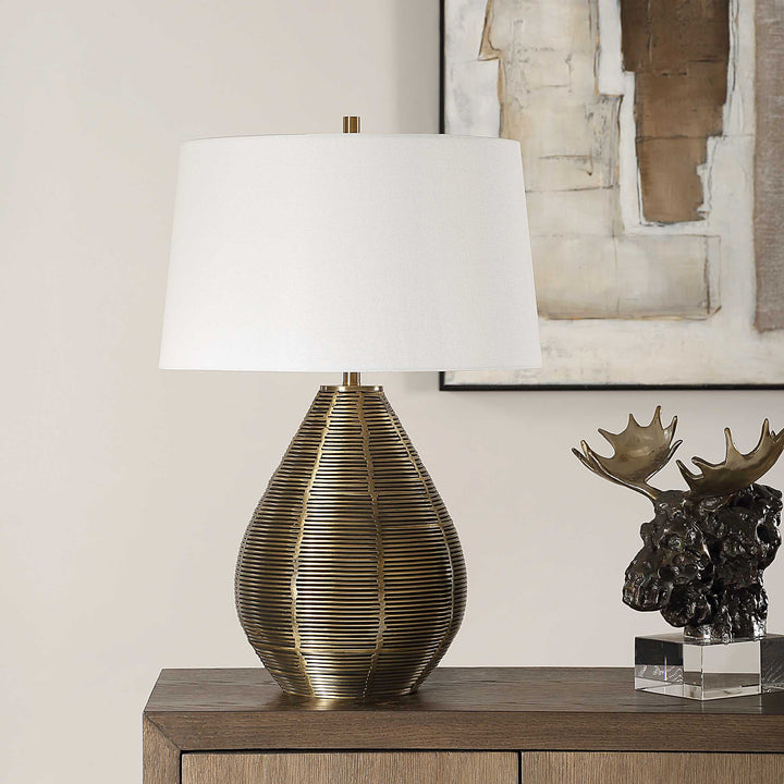 American Home Furniture Uttermost Knowles Brass Table Lamp