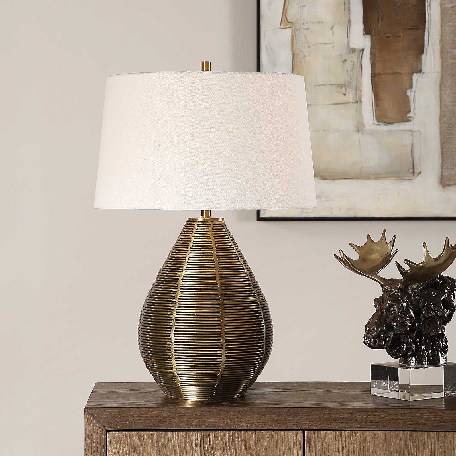 American Home Furniture Uttermost Knowles Brass Table Lamp