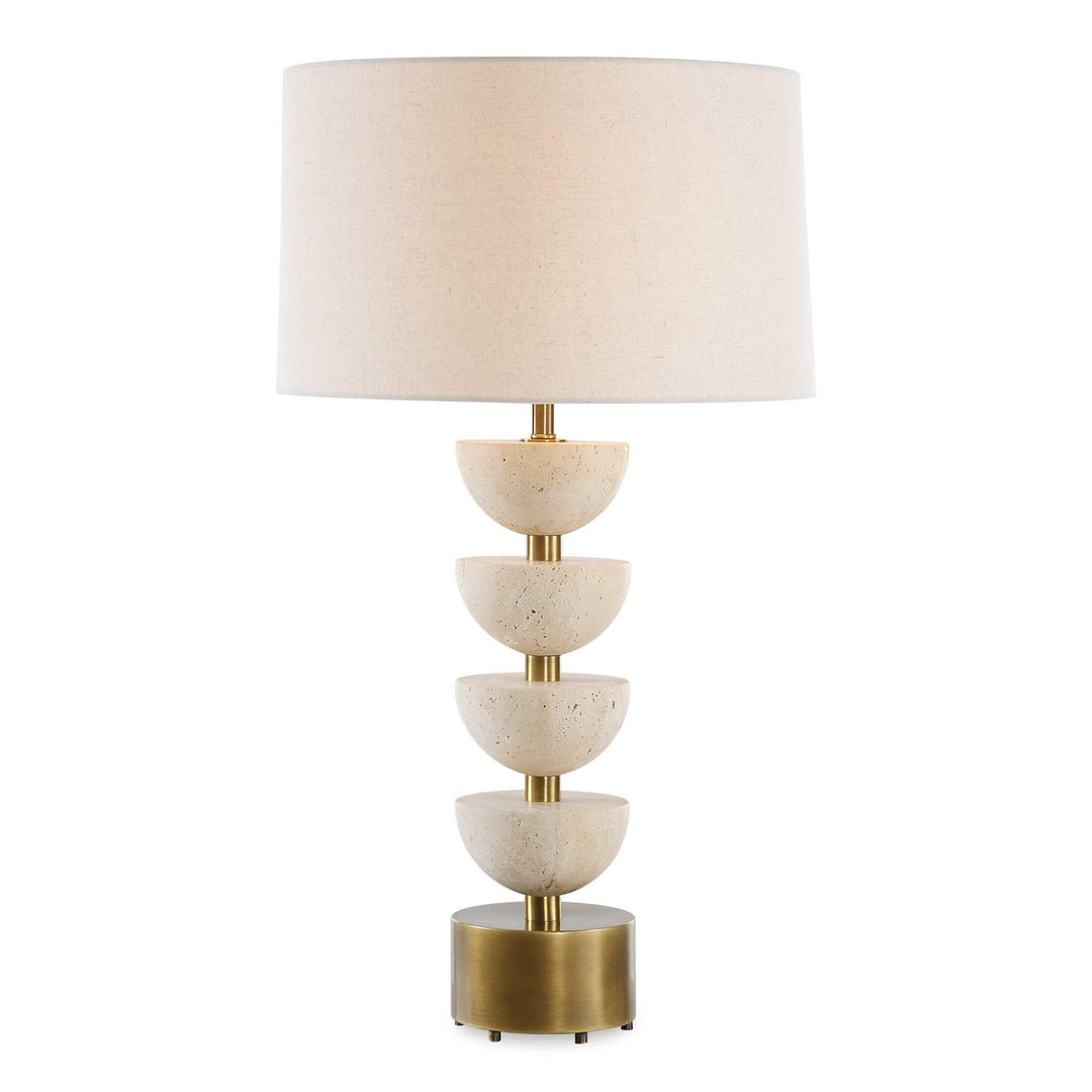 Hemisphere Travertine Table Lamp - AmericanHomeFurniture