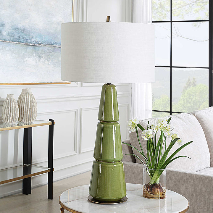 American Home Furniture Uttermost Mendell Moss Green Table Lamp