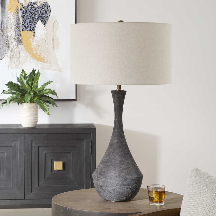 American Home Furniture Uttermost Helston Dark Charcoal Table Lamp