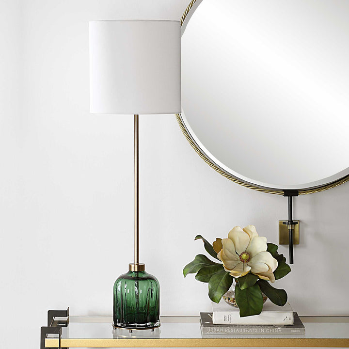 American Home Furniture Uttermost Lois Green Glass Buffet Lamp