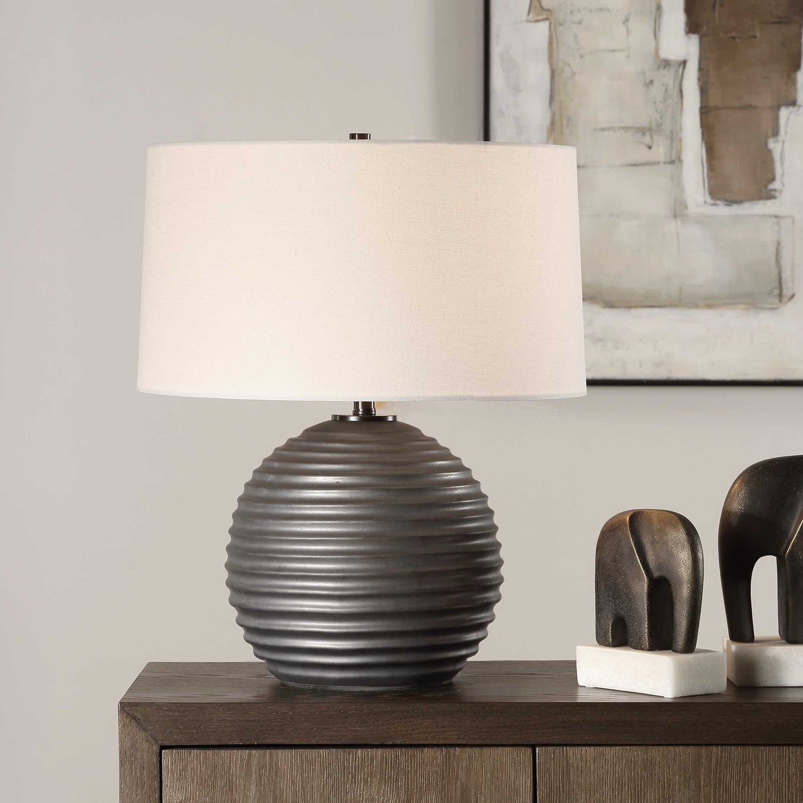 American Home Furniture Uttermost Chelsom Ribbed Table Lamp