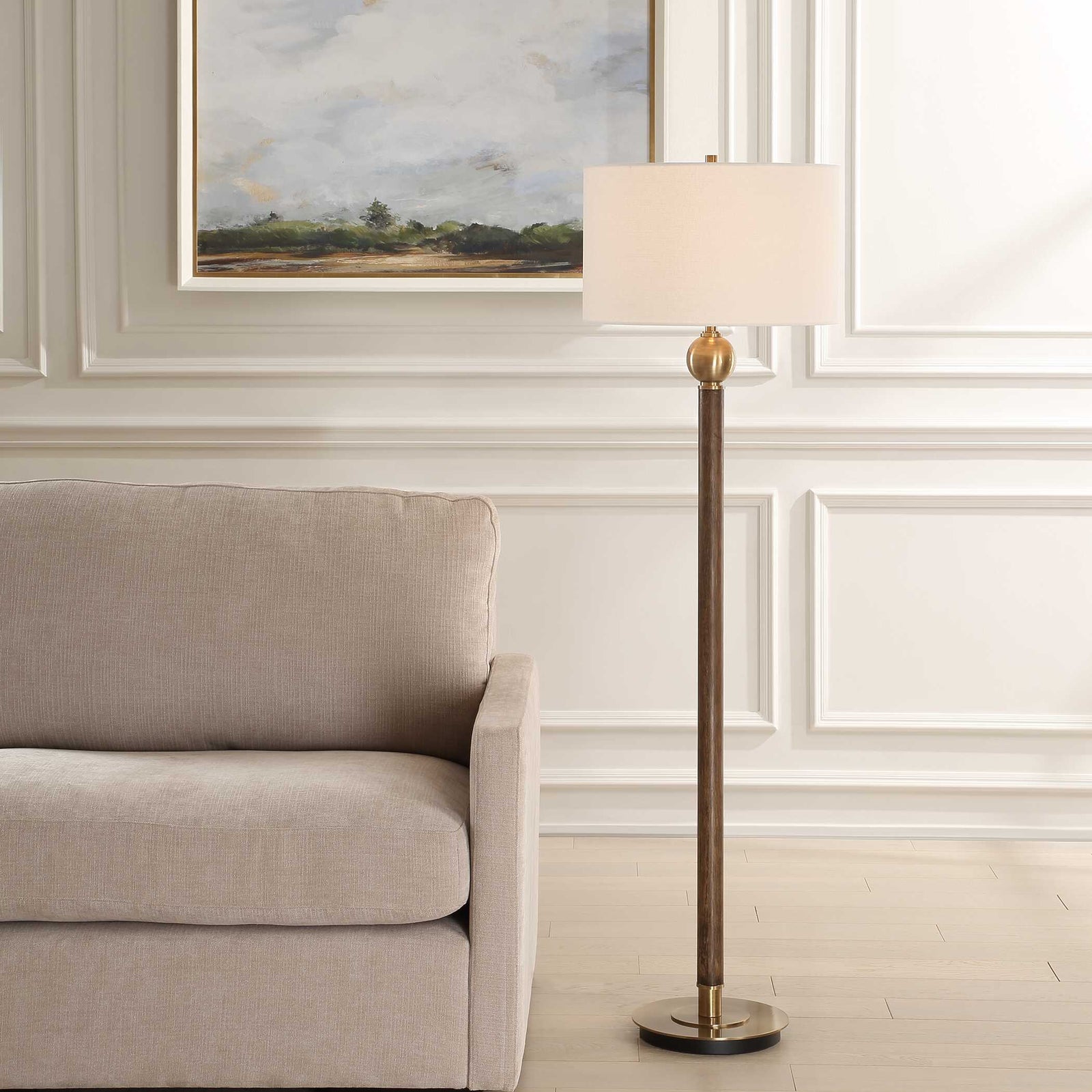 American Home Furniture Uttermost Keros Dark Oak Floor Lamp