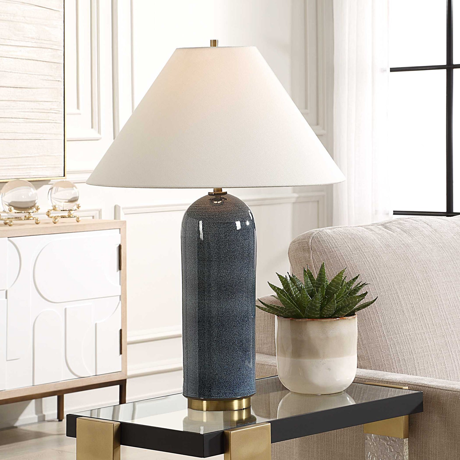 American Home Furniture Uttermost Mayetta Deep Blue Table Lamp