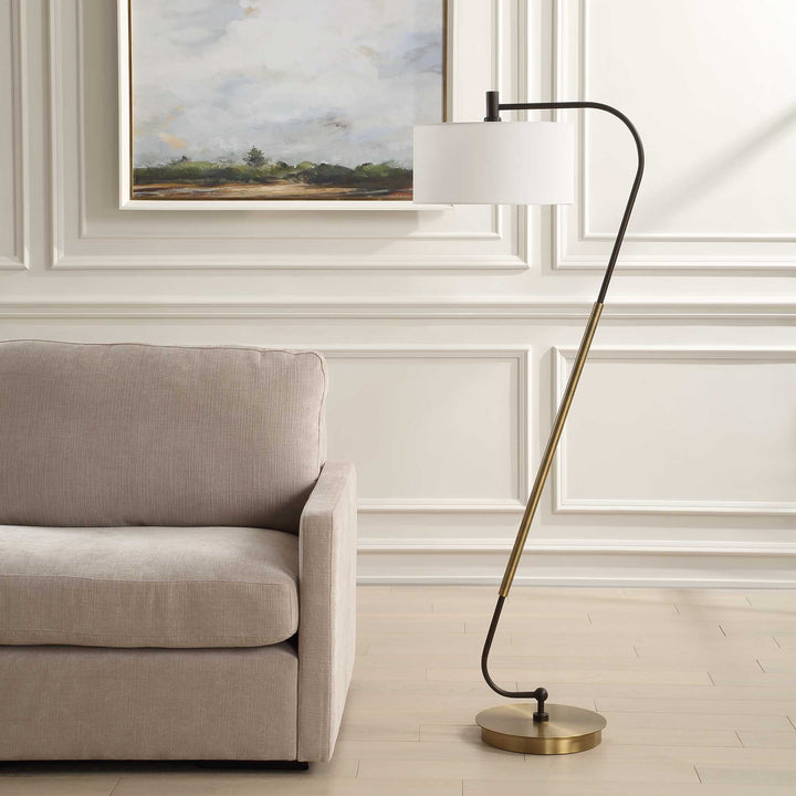 American Home Furniture Uttermost Irwin Curved Brass Floor Lamp