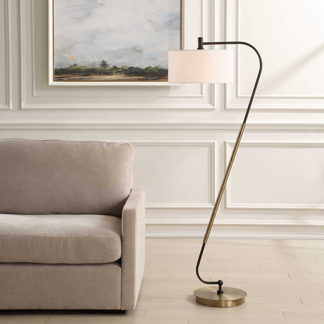 American Home Furniture Uttermost Irwin Curved Brass Floor Lamp