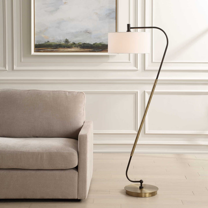 American Home Furniture Uttermost Irwin Curved Brass Floor Lamp