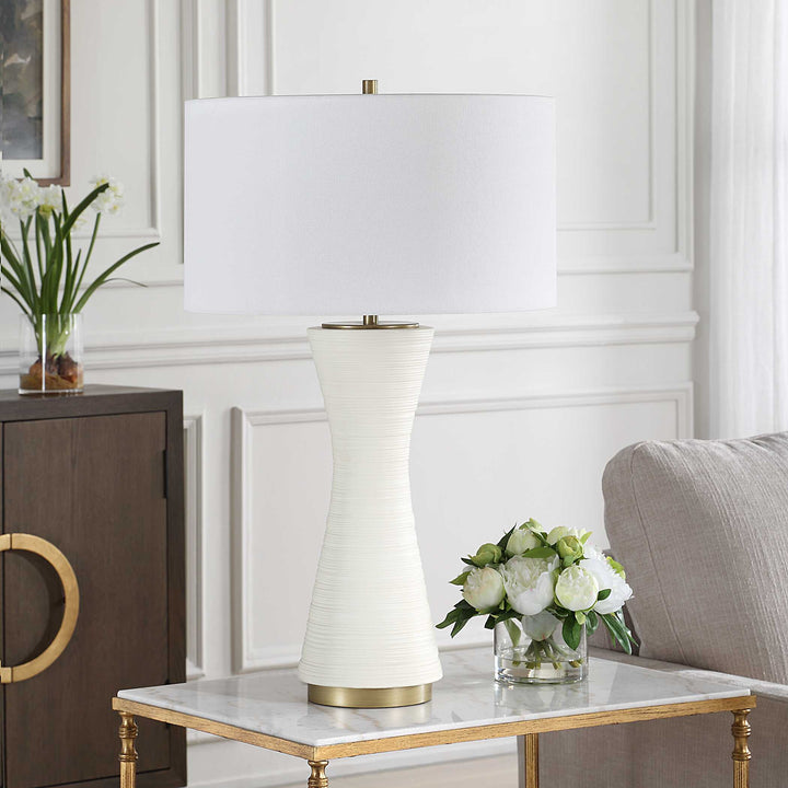 American Home Furniture Uttermost Ridgeline Matte White Table Lamp