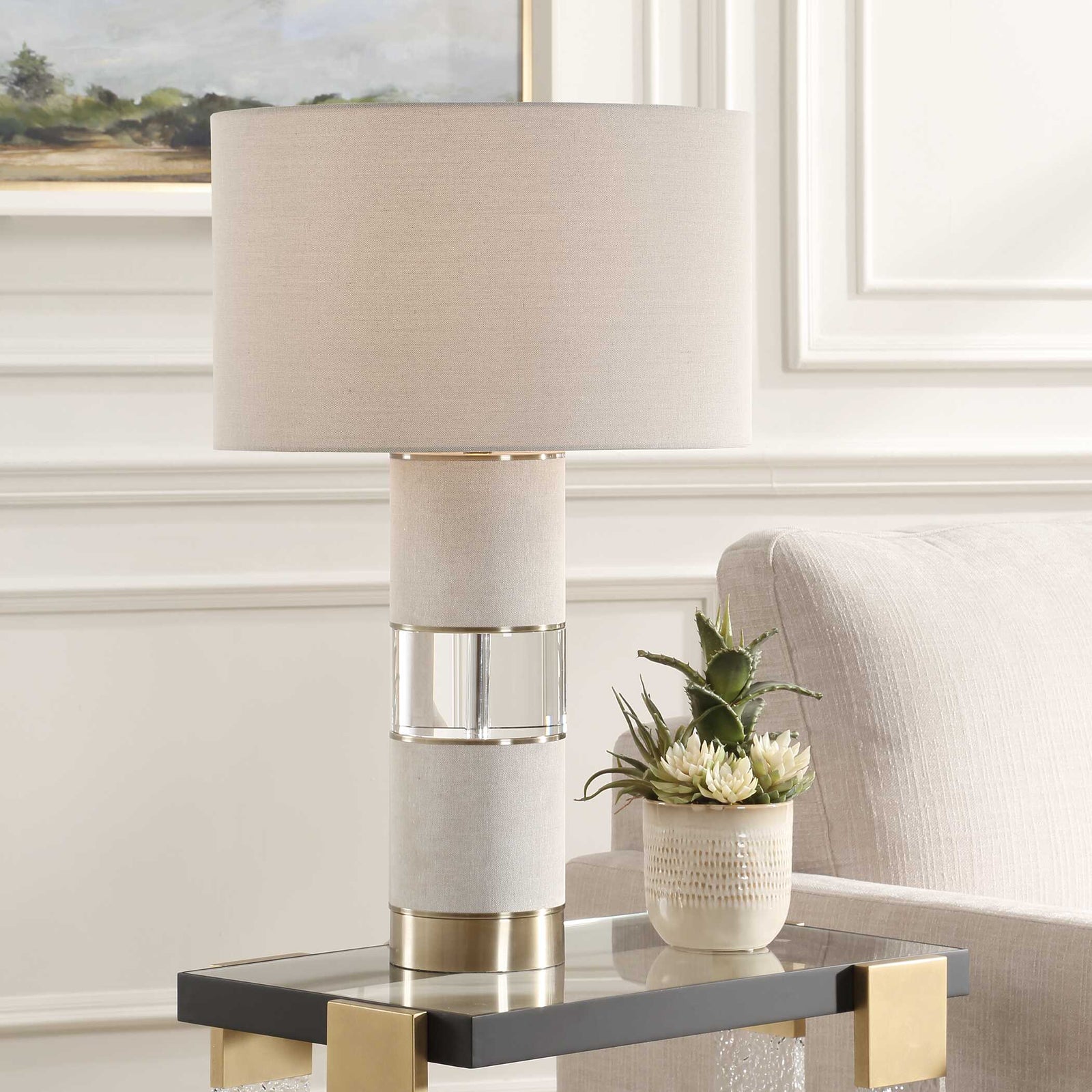 American Home Furniture Uttermost Maliyah Linen Table Lamp