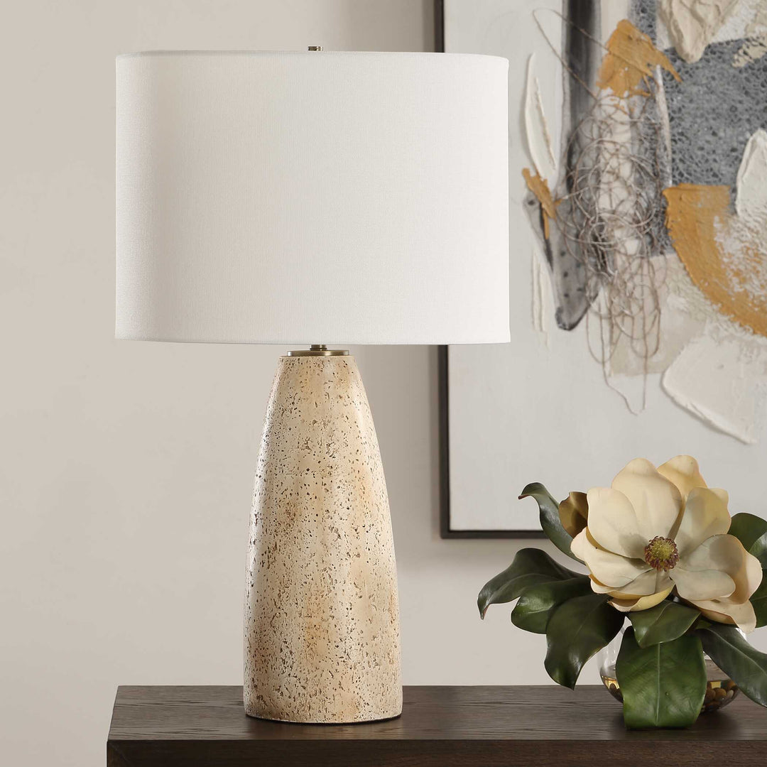 American Home Furniture Uttermost Maury Travertine Table Lamp