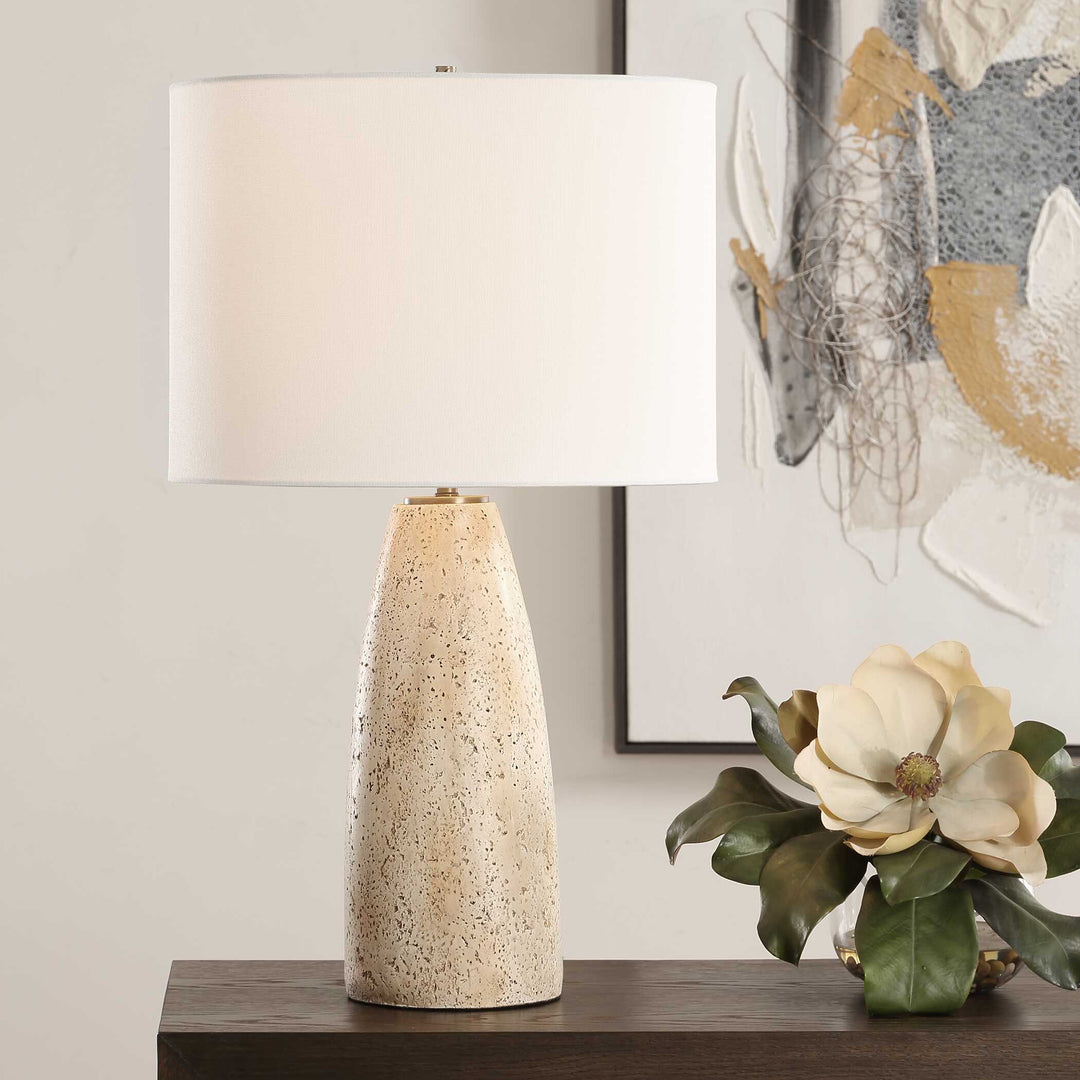 American Home Furniture Uttermost Maury Travertine Table Lamp