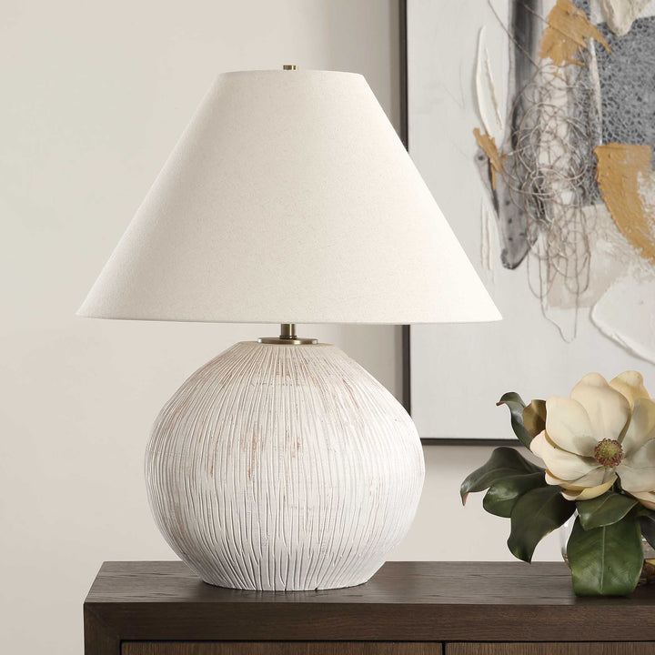 American Home Furniture Uttermost Meryl Aged White Table Lamp