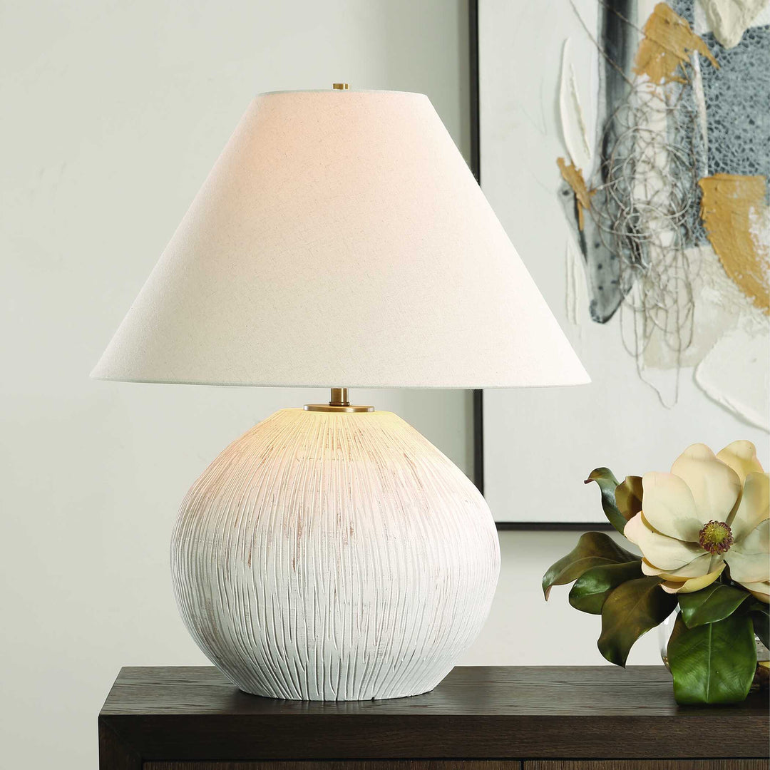 American Home Furniture Uttermost Meryl Aged White Table Lamp