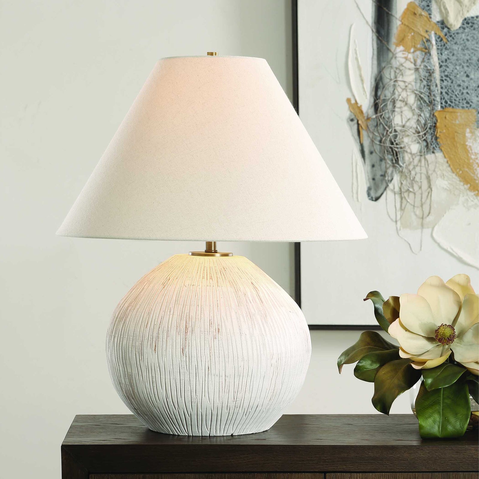 American Home Furniture Uttermost Meryl Aged White Table Lamp