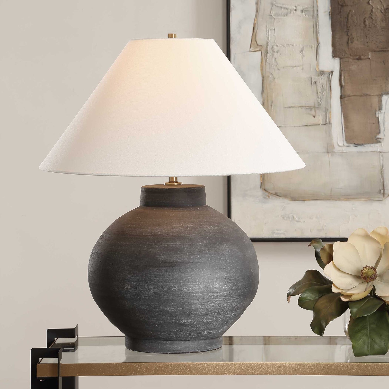 American Home Furniture Uttermost Tramore Rustic Charcoal Table Lamp