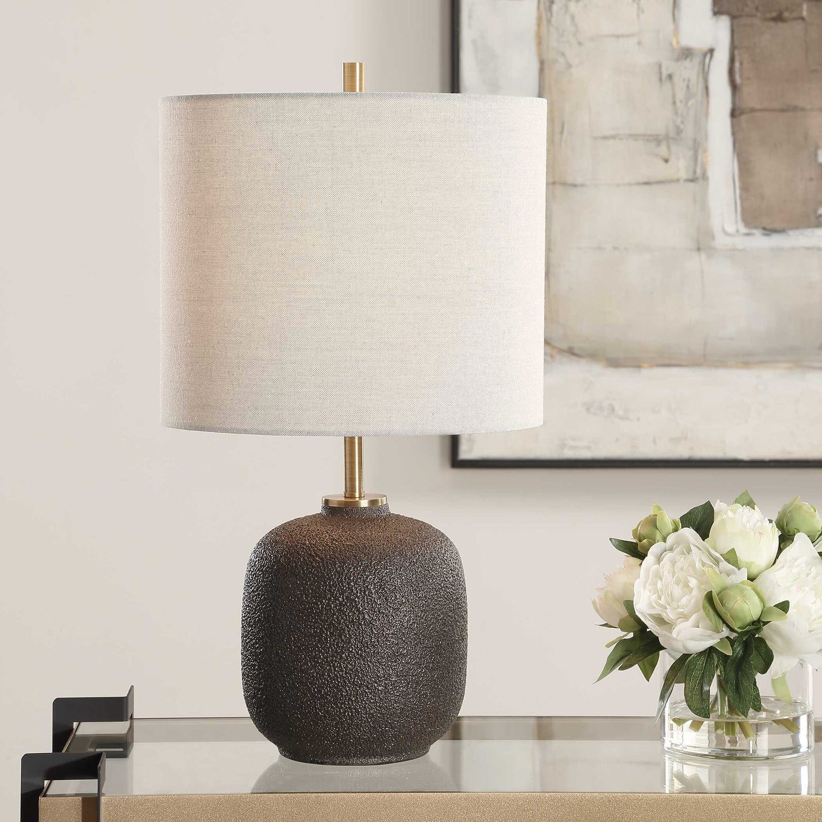 American Home Furniture Uttermost Blacktop Textured Buffet Lamp
