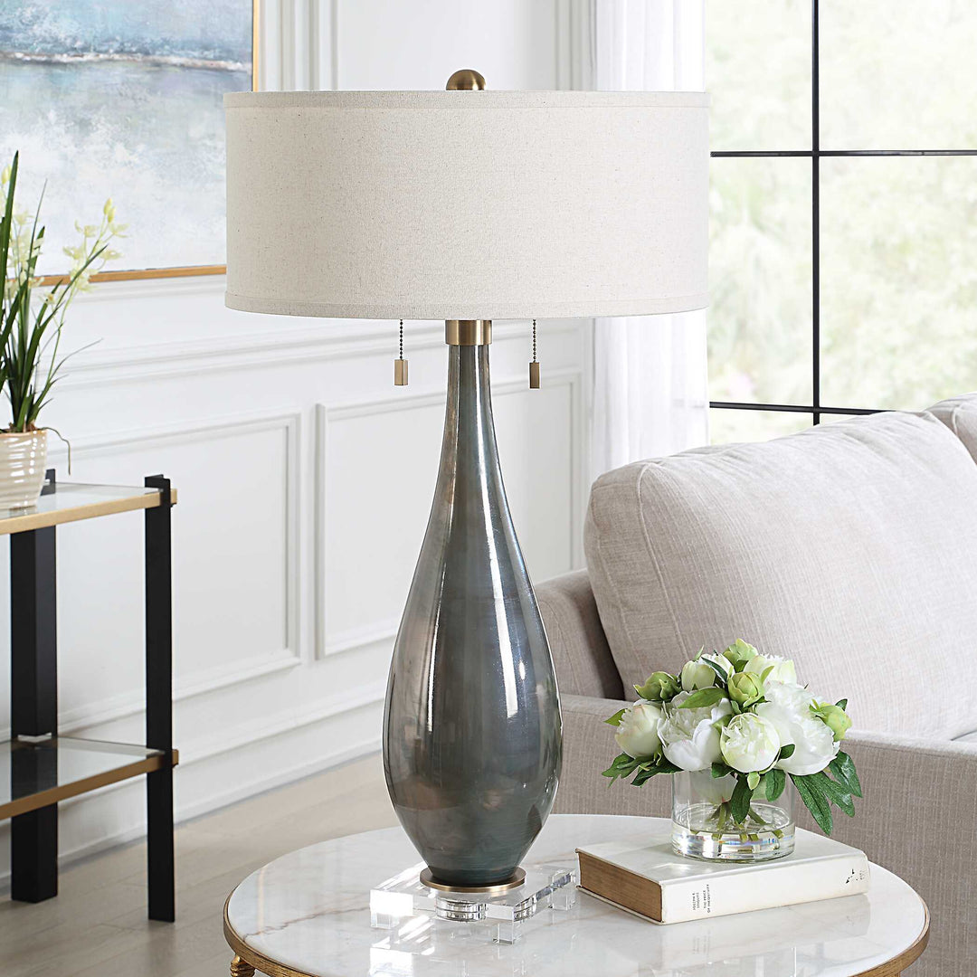 American Home Furniture Uttermost Cardoni Smoke Table Lamp