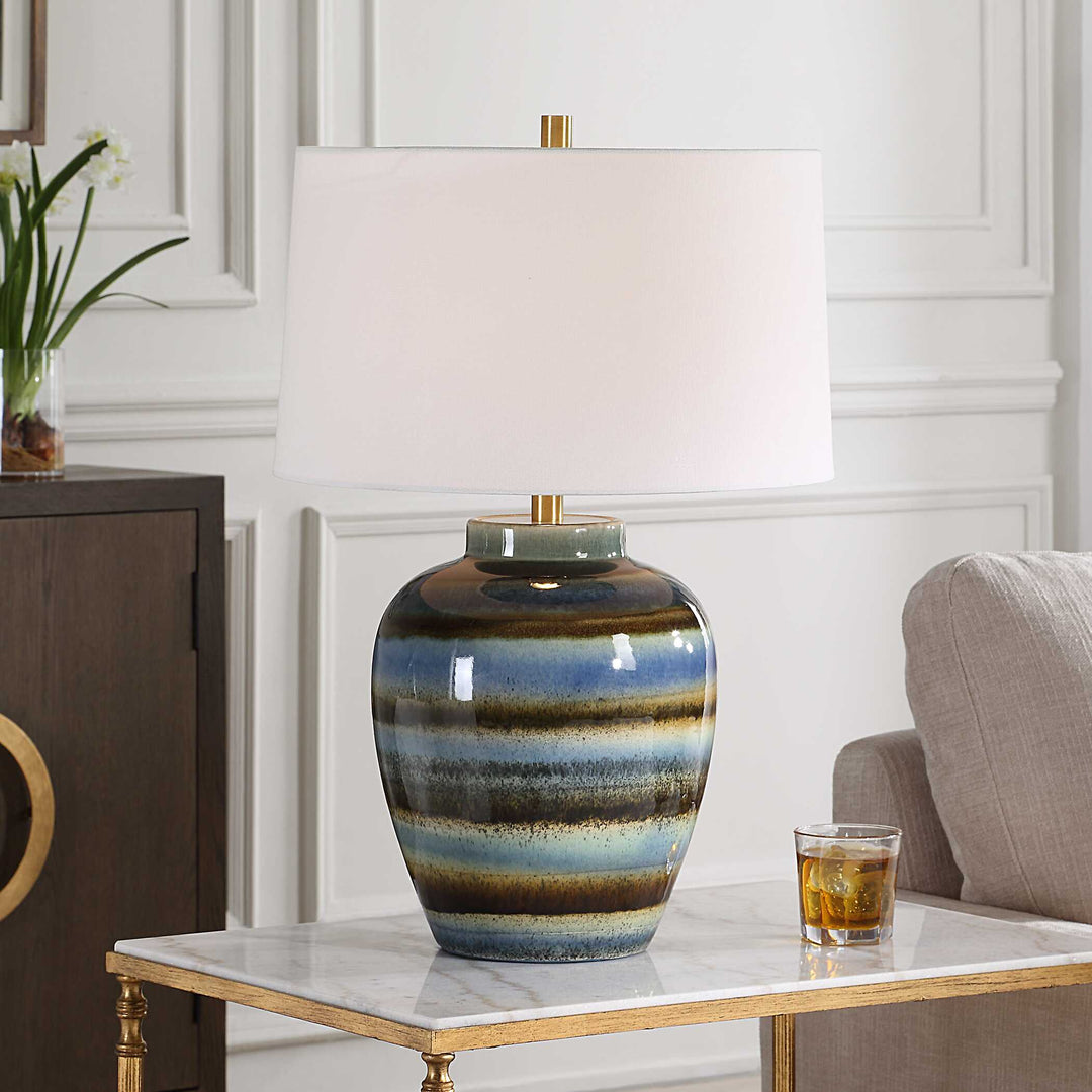 American Home Furniture Uttermost Judarn Blue Brown Table Lamp