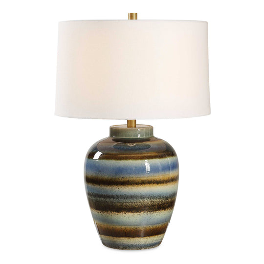 American Home Furniture Uttermost Judarn Blue Brown Table Lamp