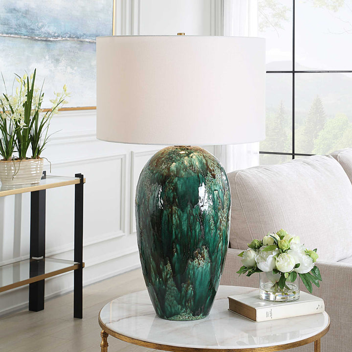 American Home Furniture Uttermost Ceralene Green Table Lamp