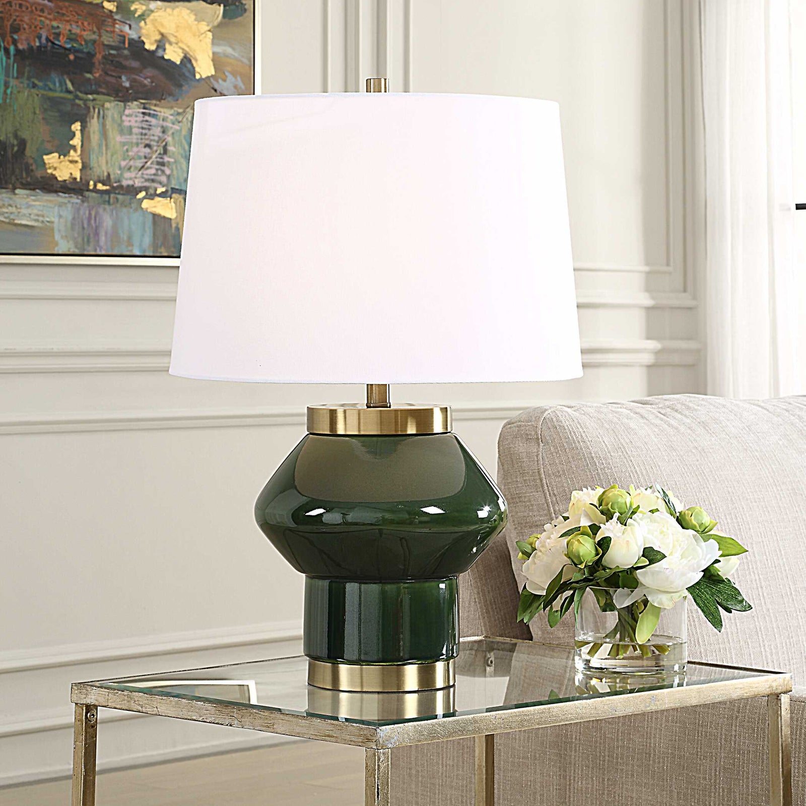 American Home Furniture Uttermost Tayson Jade Green Table Lamp